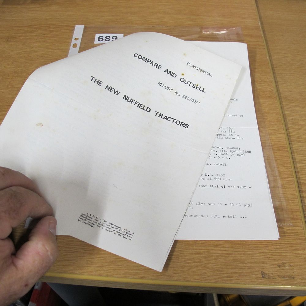 Lot 689: David Brown Confidential Trade Report: Compare and Outsell...