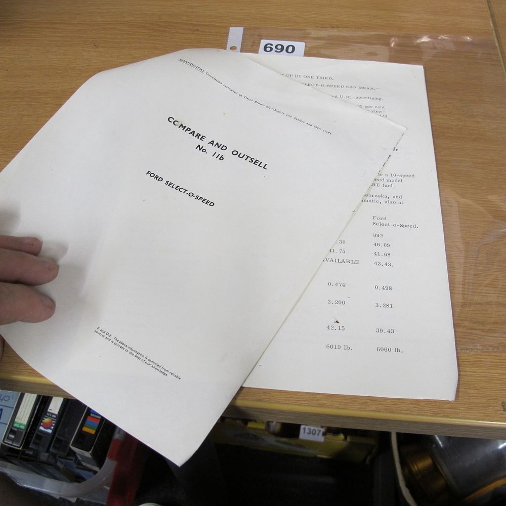 Lot 690: A Vintage David Brown Confidential Comparative Sales Document,...