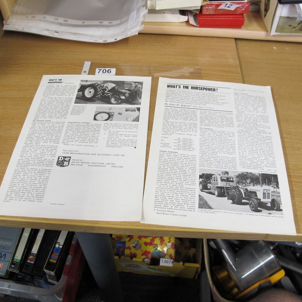 Lot 706: A Pair of David Brown Tractors Technical Information...
