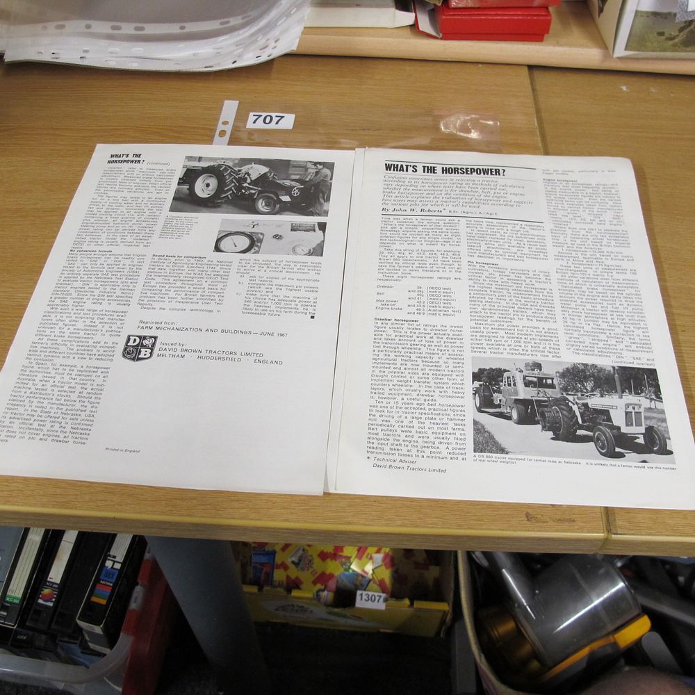Lot 707: A David Brown Tractors Technical Article Reprint, June...