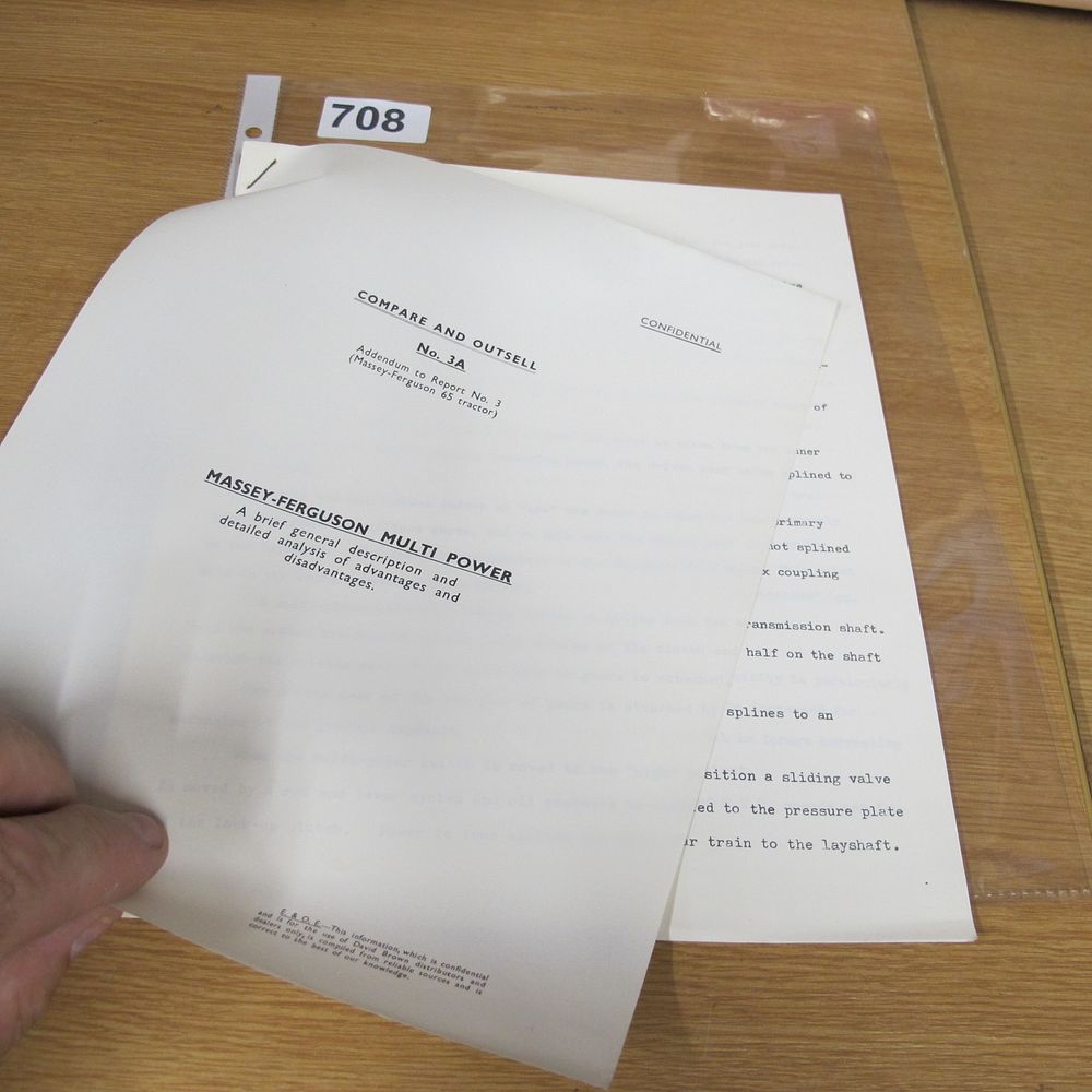 Lot 708: A Confidential David Brown Trade Document No. 3A...