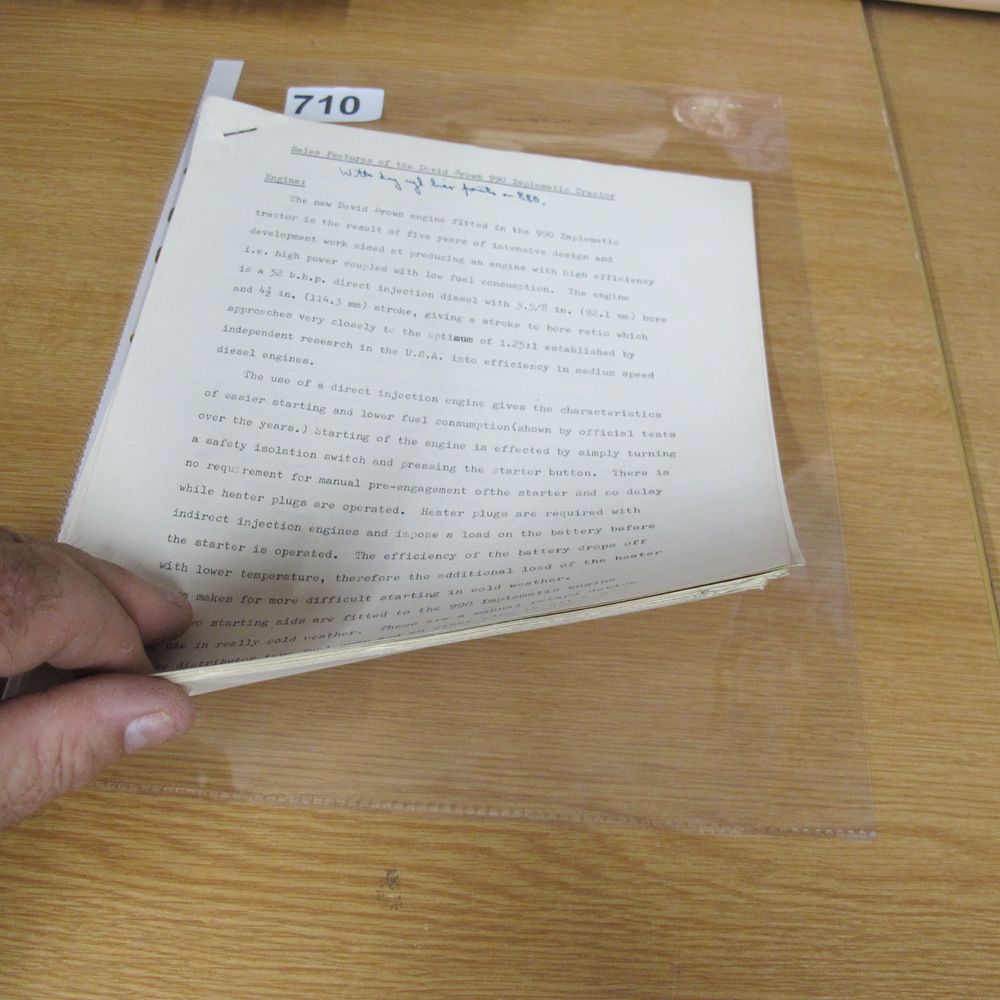 Lot 710: A Multi-Page Typescript Concerning Sales Features of the...