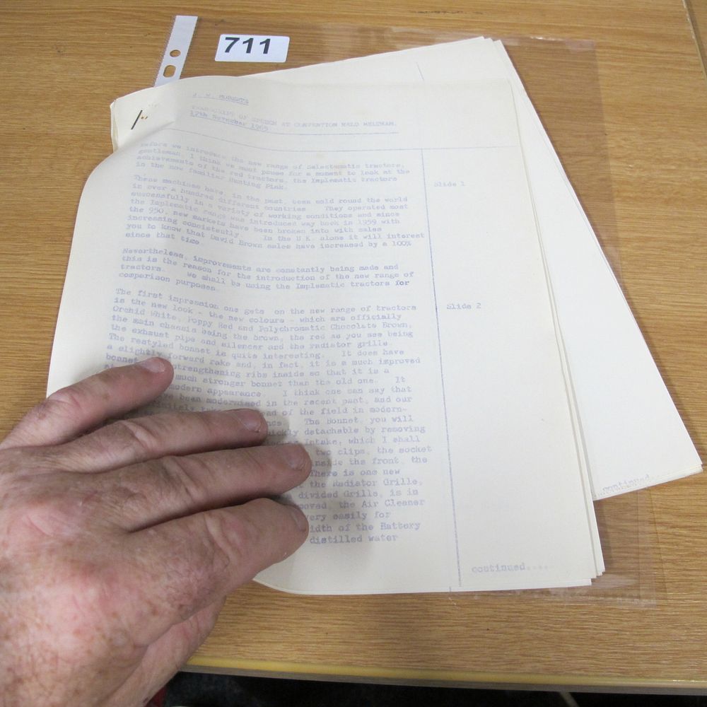 Lot 711: An Archival Typed Transcript of a Speech by...