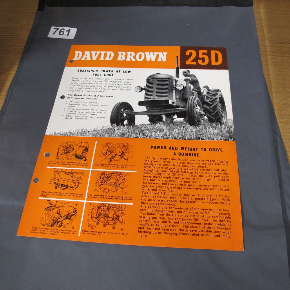 Lot 761: Vintage David Brown 25D Tractor Promotional Sales Brochure