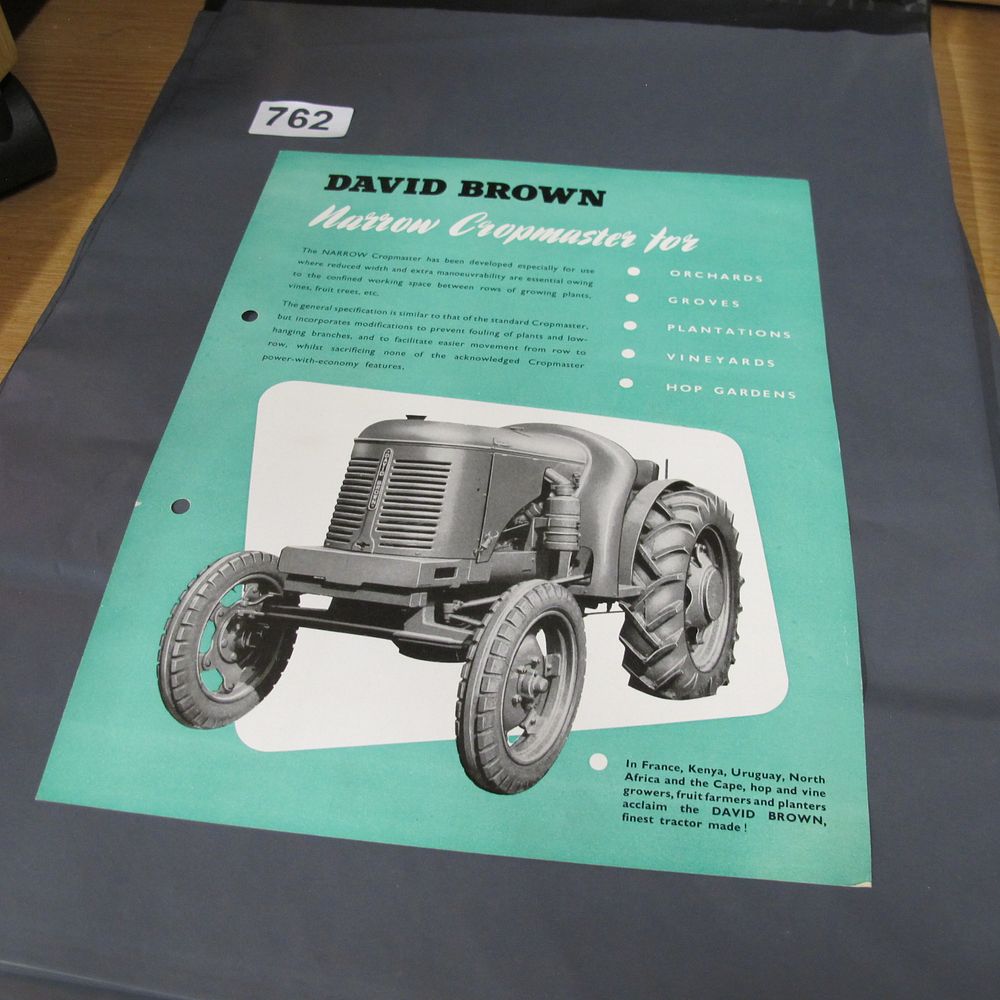 Lot 762: A David Brown Narrow Cropmaster Tractor Advertising Brochure
