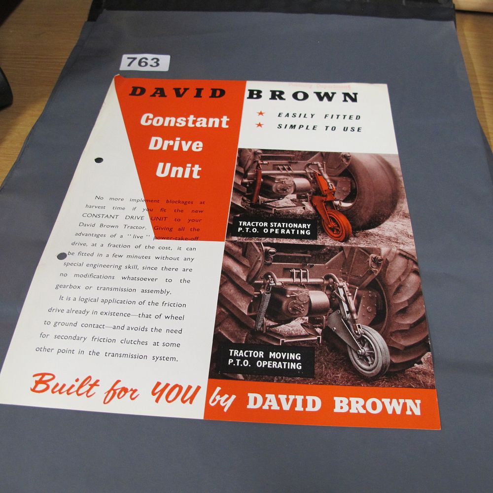 Lot 763: Vintage David Brown Constant Drive Unit Promotional Brochure