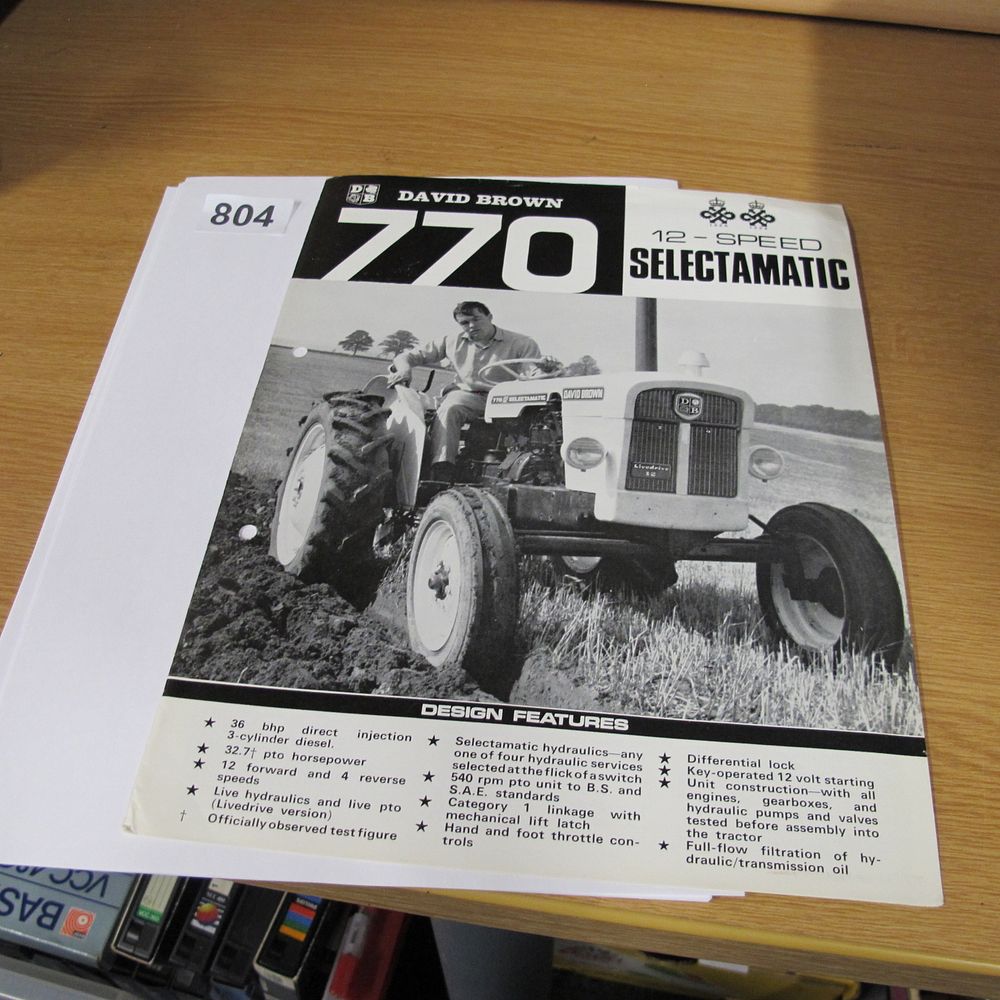 Lot 804: David Brown 770 Selectamatic Tractor Sales Brochure