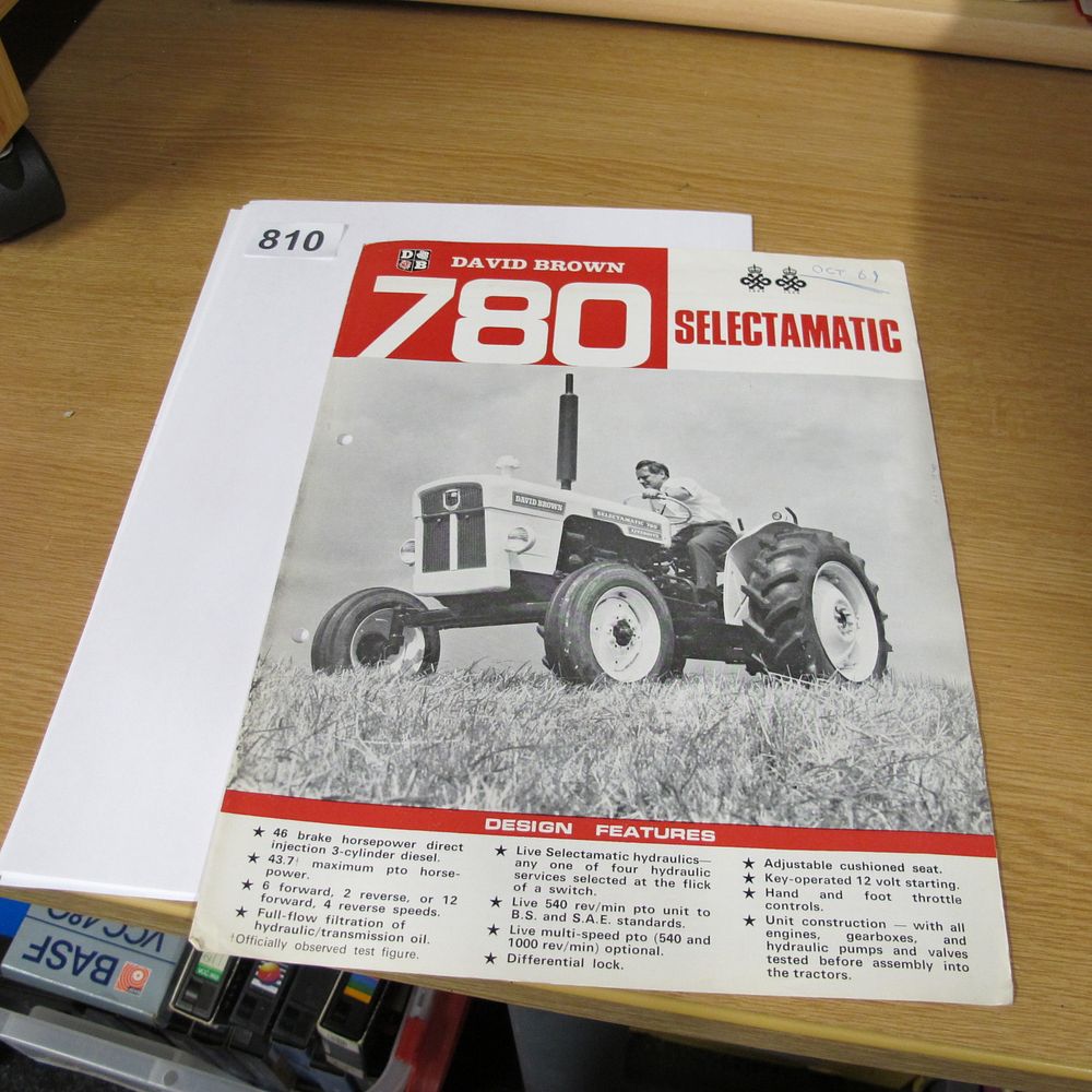 Lot 810: A David Brown 780 Selectamatic Tractor Sales Brochure