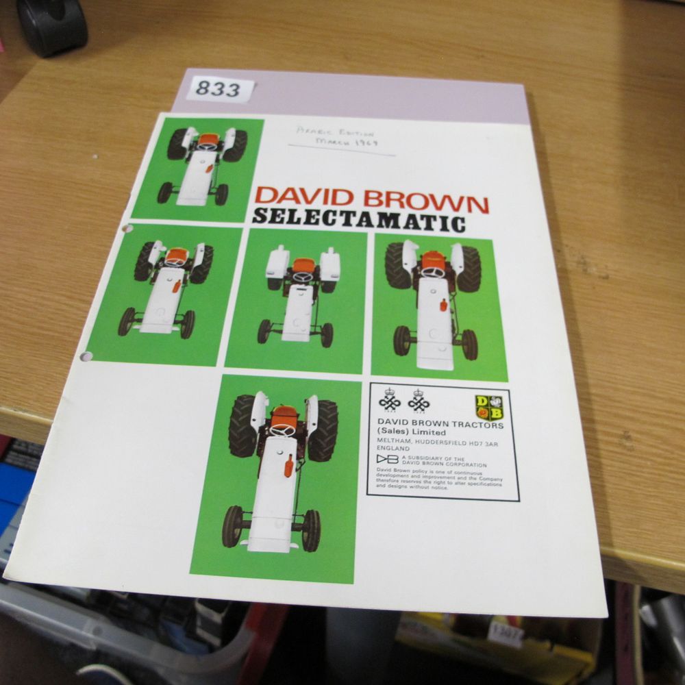 Lot 833: David Brown Selectamatic Tractor Sales Brochure, March 1969
