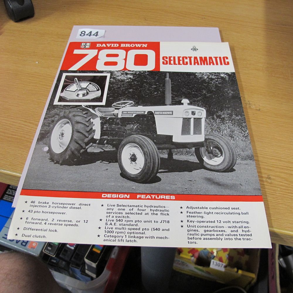 Lot 844: David Brown 780 Selectamatic Tractor Sales Brochure