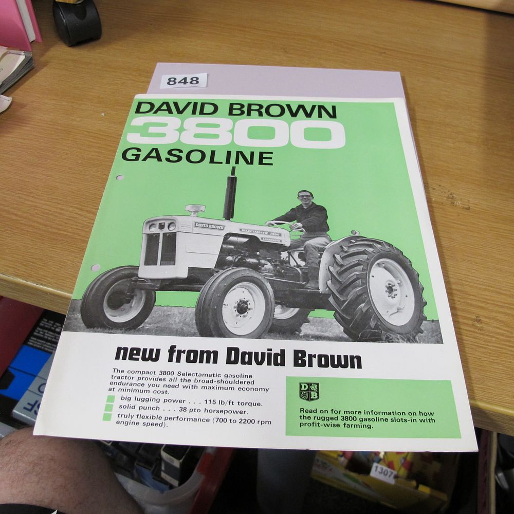 Lot 848: David Brown 3800 Gasoline Tractor Sales Brochure