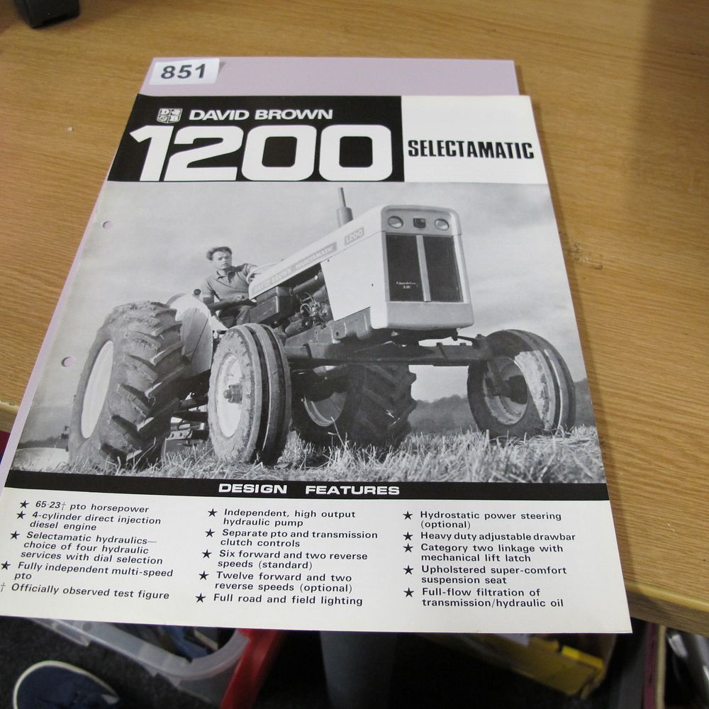 Lot 851: A David Brown 1200 Selectamatic Tractor Sales Brochure