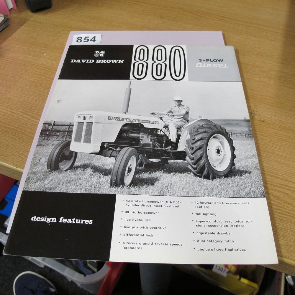Lot 854: David Brown 880 3-Plow Diesel Tractor Sales Brochure