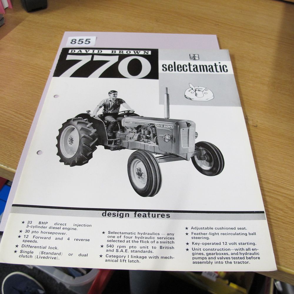 Lot 855: David Brown 770 Selectamatic Tractor Sales Brochure