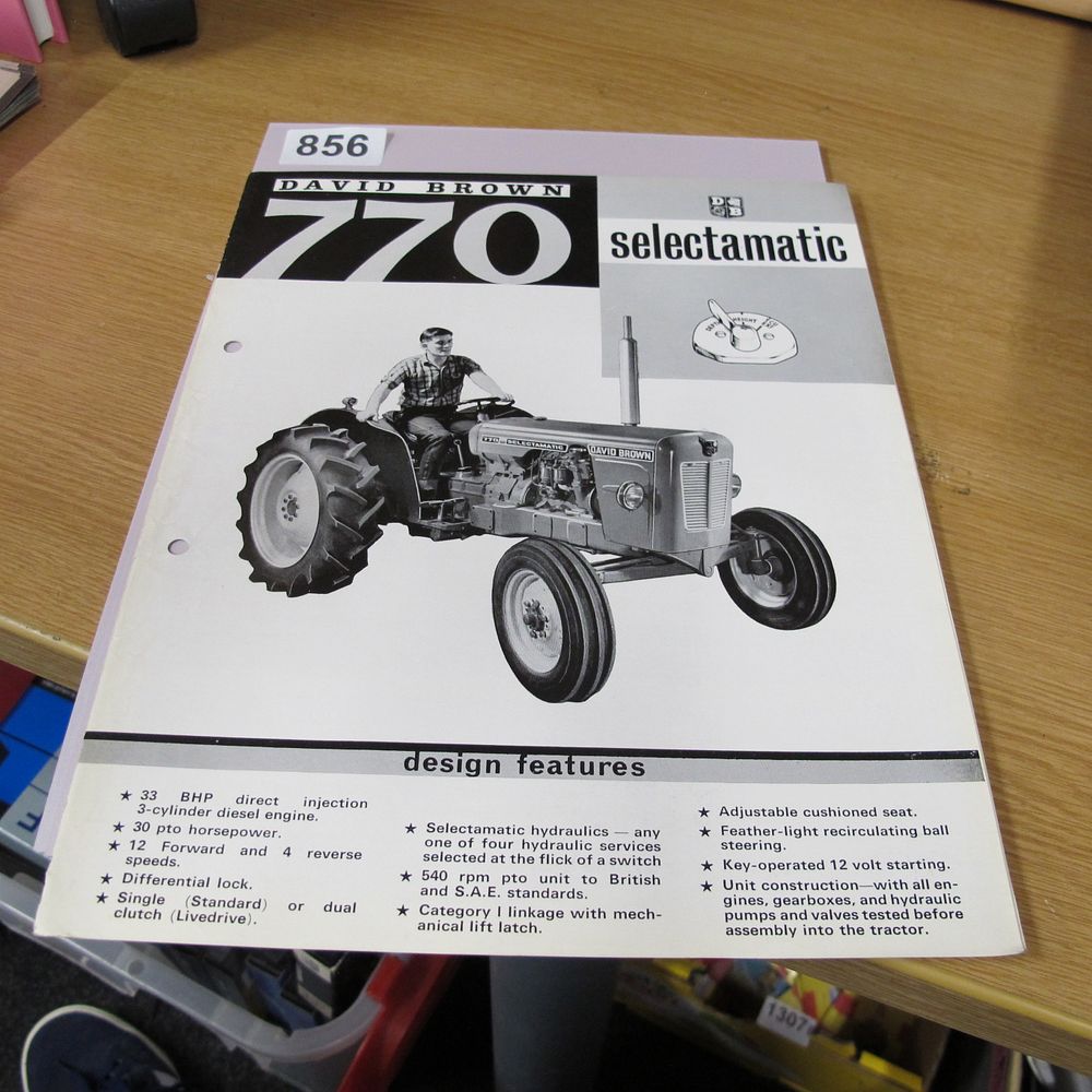 Lot 856: A David Brown 770 Selectamatic Tractor Sales Brochure