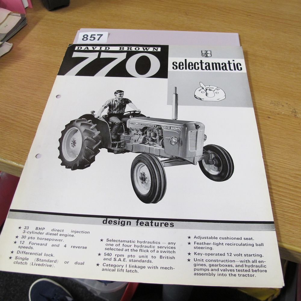 Lot 857: David Brown 770 Selectamatic Tractor Sales Brochure