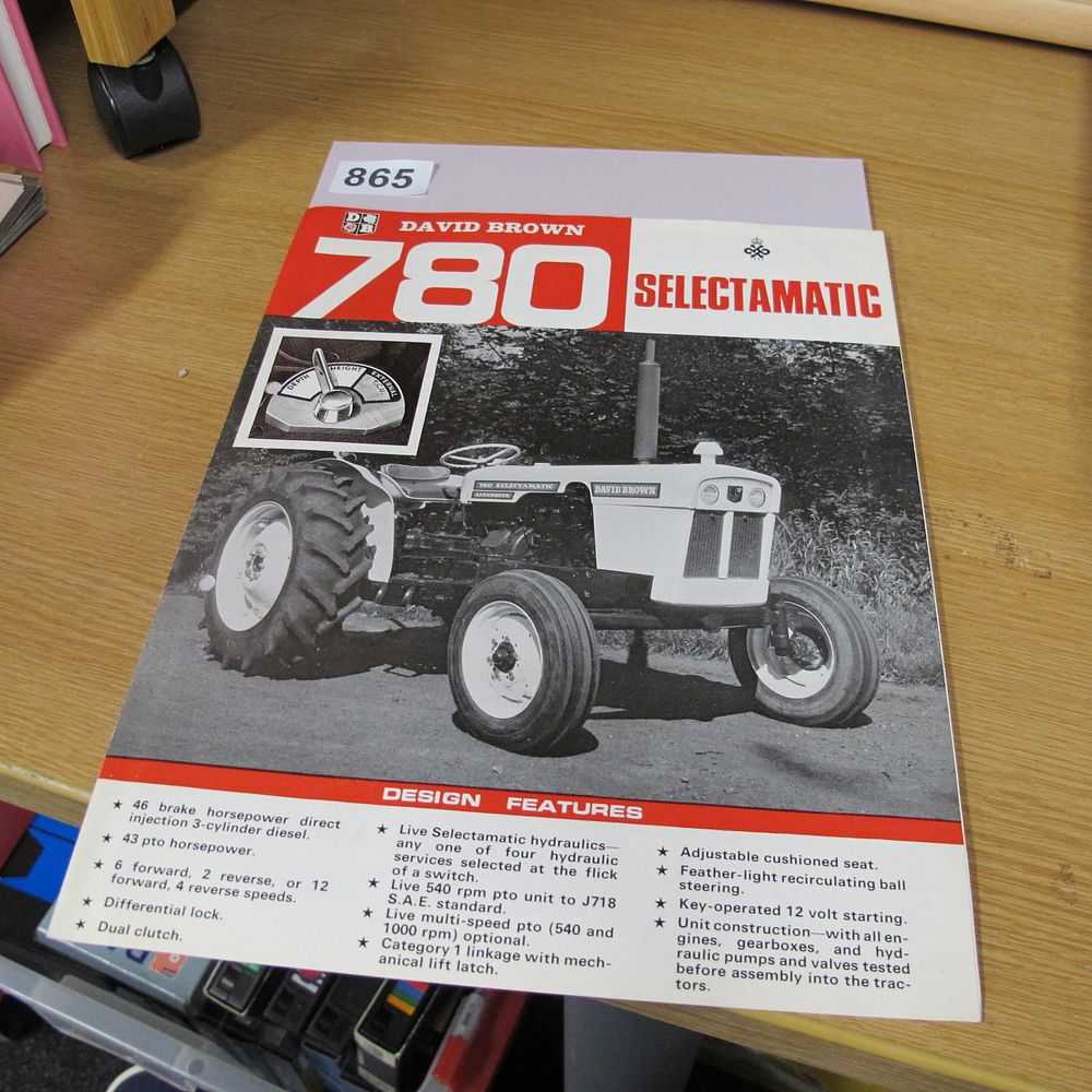 Lot 865: David Brown 780 Selectamatic Tractor Sales Brochure