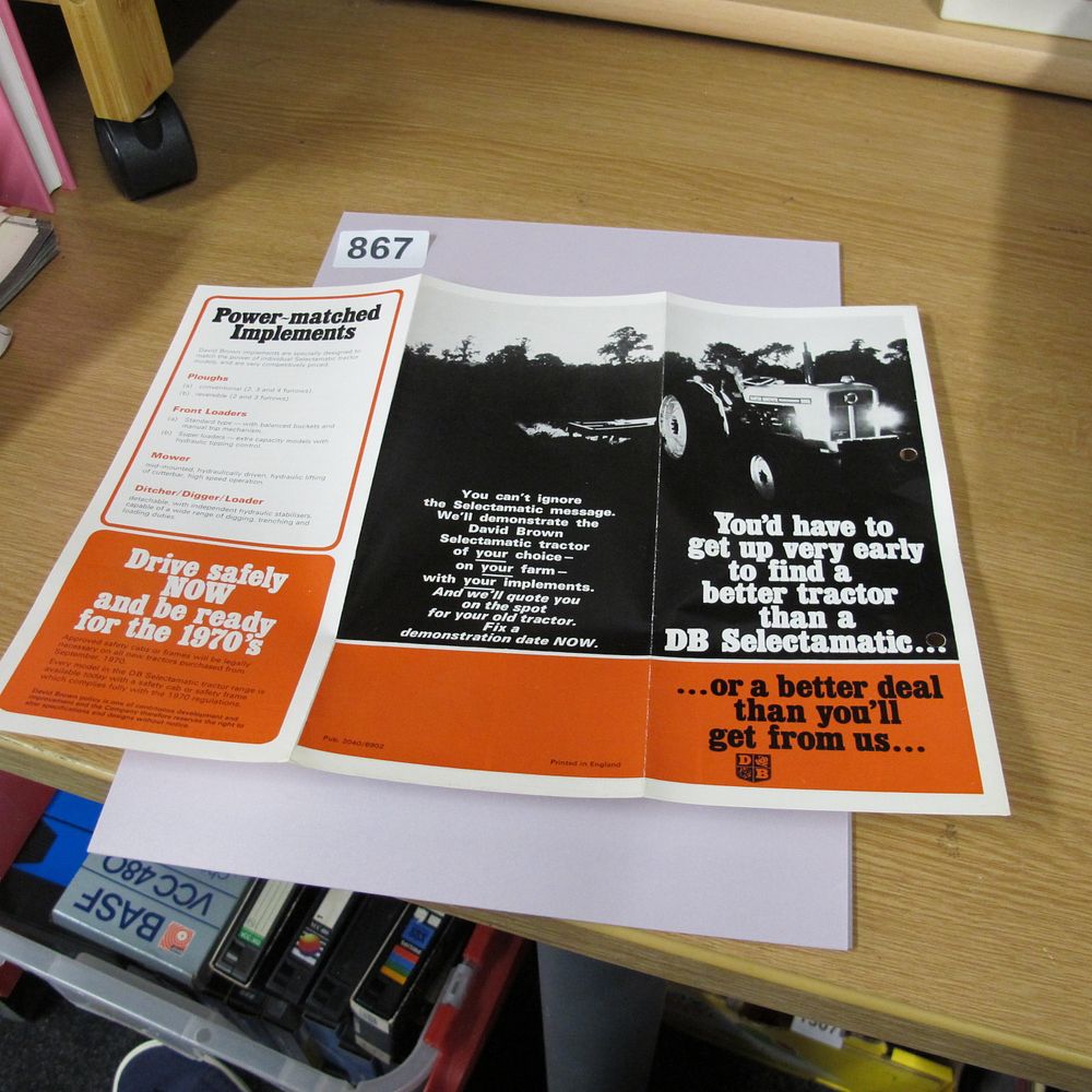 Lot 867: A Vintage David Brown Selectamatic Tractor Advertising Brochure