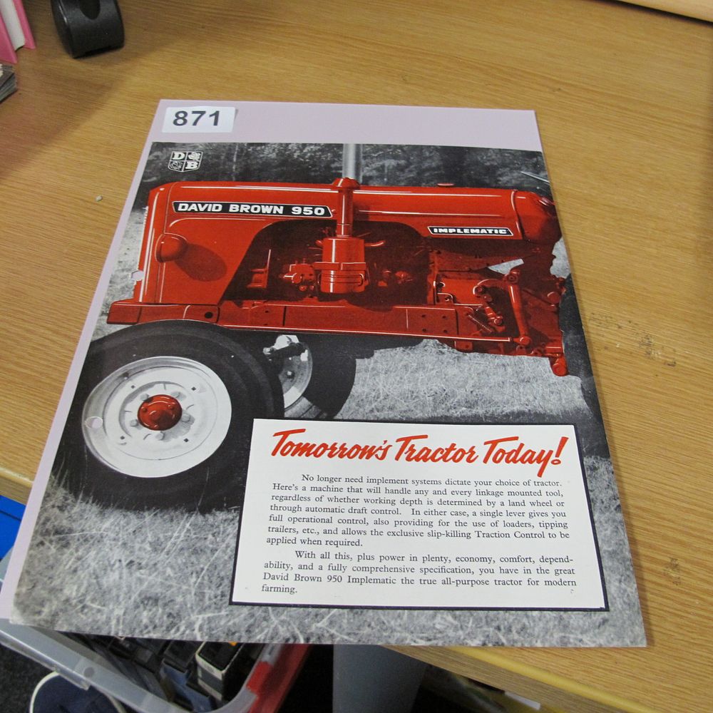 Lot 871: A David Brown 950 Implematic Tractor Advertising Brochure,...