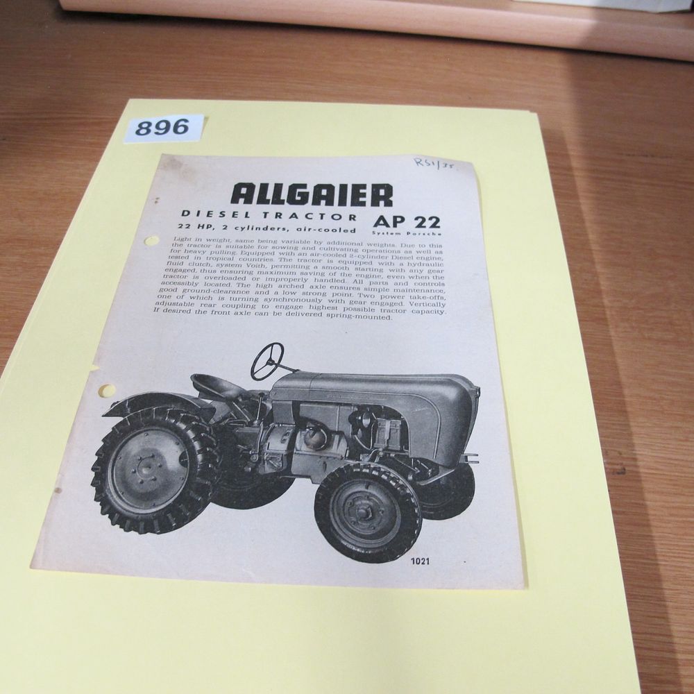 Lot 896: An Allgaier AP 22 Diesel Tractor System Porsche...