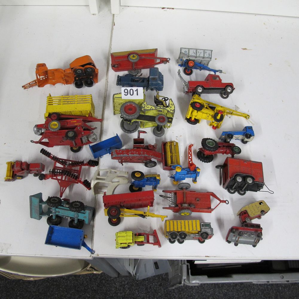 Lot 901: An assortment of vintage die-cast toy agricultural vehicles...