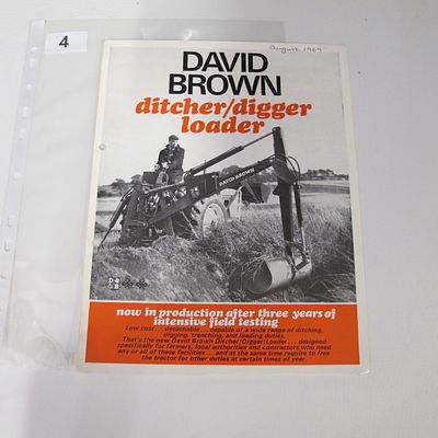 David Brown Tractors. Ditcher/Digger Loader Sales Brochure. David Brown, 1969. Original Leaflet.