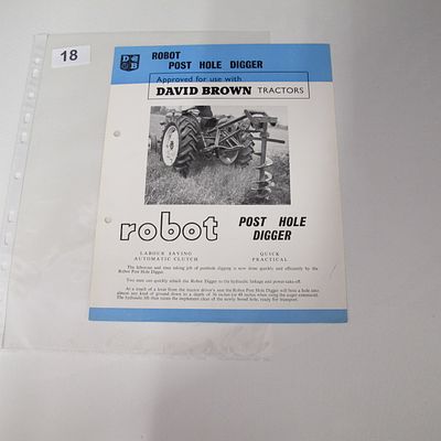 Robot. Robot Post Hole Digger: Approved for use with David Brown Tractors. c. 1955.