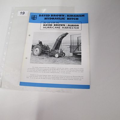 David Brown / Kirkham Hydraulic Hitch Promotional Leaflet for the Albion Hurricane Harvester