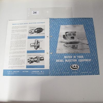 C.A.V. Limited. Water in Your Diesel Injection Equipment. C.A.V. Limited, London, c.1960.