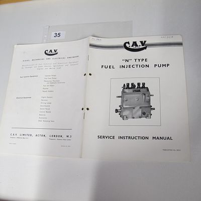 C.A.V. Limited. "N" Type Fuel Injection Pump Service Instruction Manual. C.A.V. Limited, 1960.