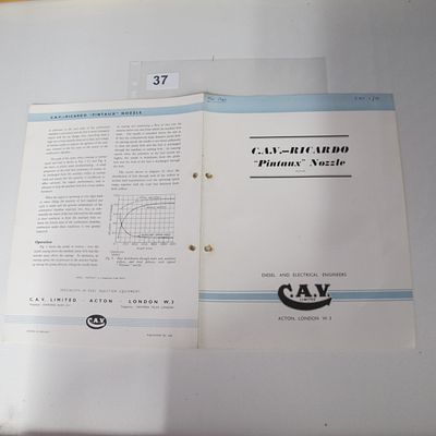 C.A.V. Limited. C.A.V.-RICARDO 'Pintaux' Nozzle. C.A.V. Limited, 1960. Publication No. 1029.