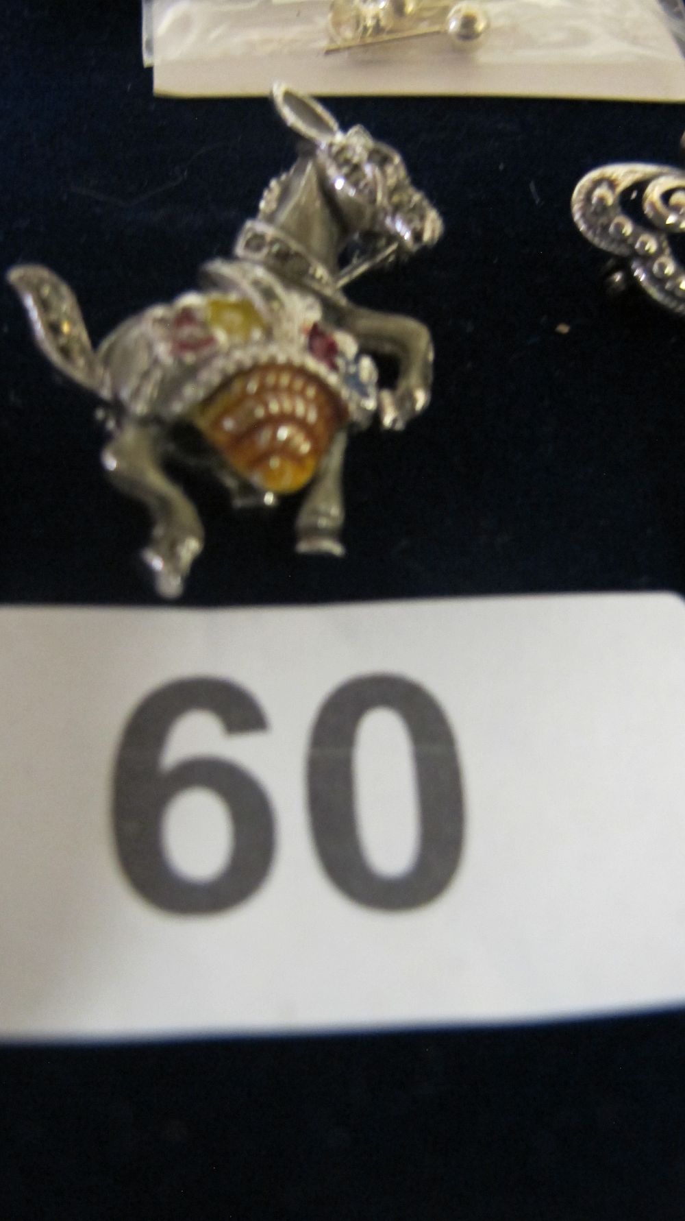 Lot 60: Figural Donkey Brooch Set with Marcasites and Multi-Coloured Enamel Accents