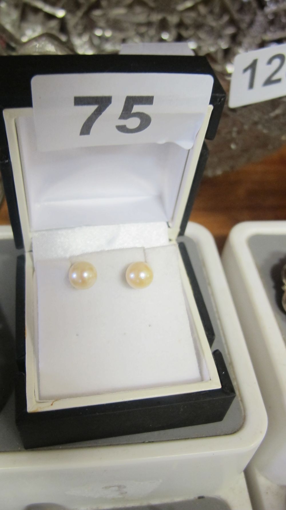 Lot 75: A Pair of Pearl Stud Earrings