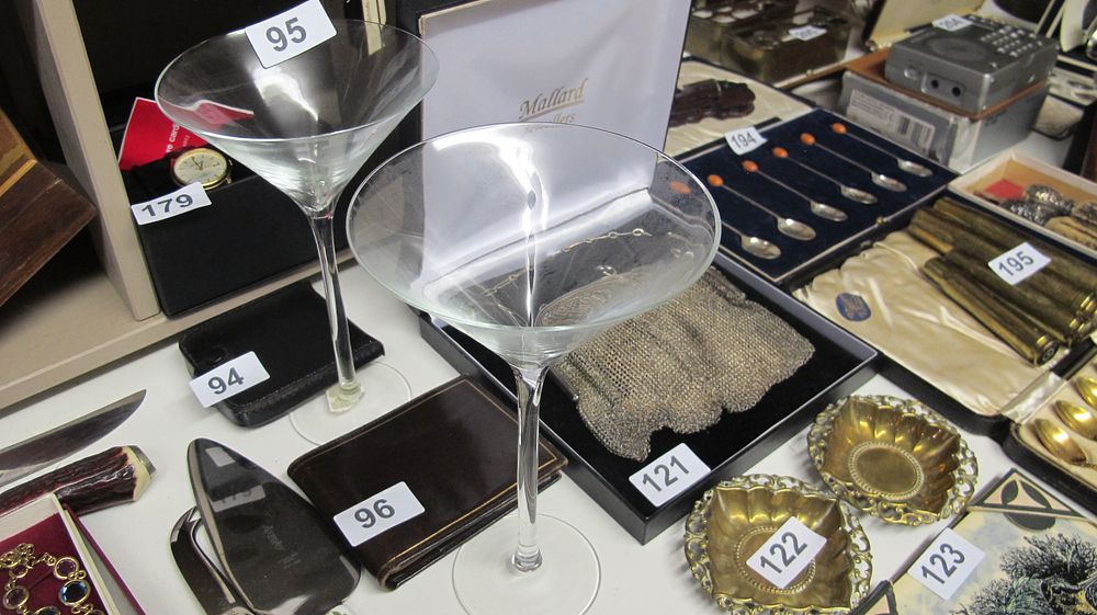 Lot 95: A Pair of Tall Stemmed Martini Glasses