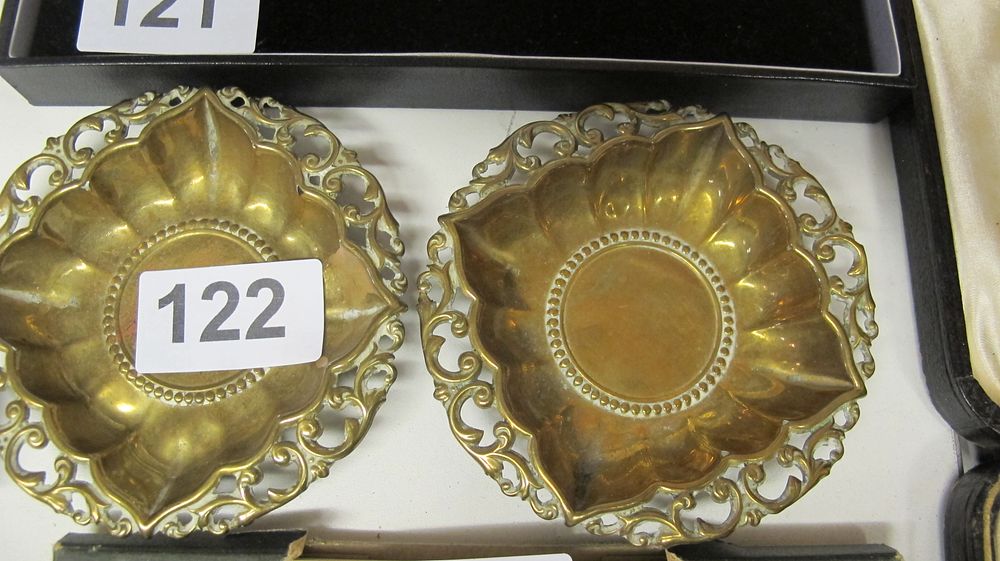 Lot 122: A Pair of Pierced Brass Lobed Decorative Dishes