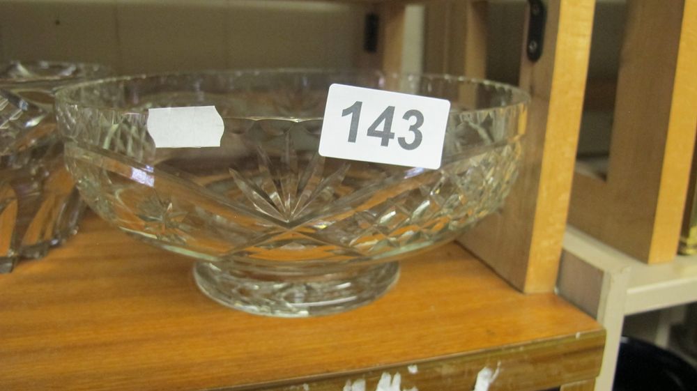 Lot 143: A Lead Cut Glass Pedestal Fruit Bowl