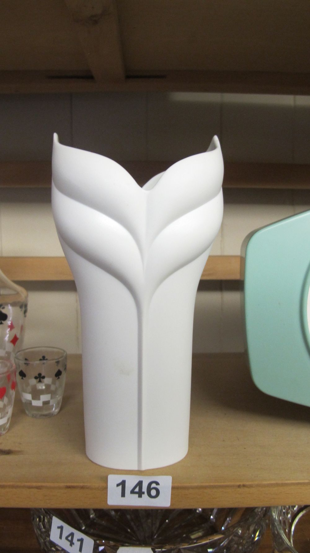 Lot 146: Modernist White Bisque Porcelain Calla Lily Vase