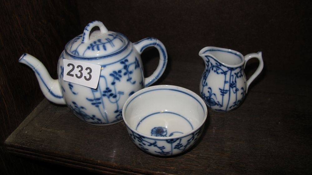 Lot 233: A Trio of Blue and White Porcelain Child's Tea Wares