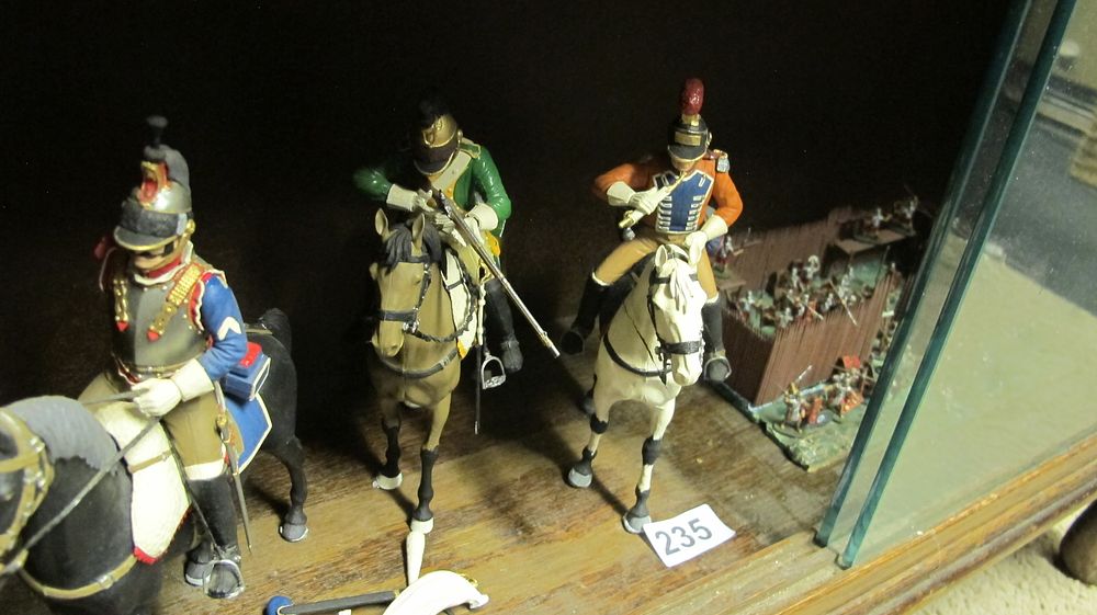 Lot 235: A Collection of Hand Painted Napoleonic Cavalry Figures and a Fortified Palisade Diorama