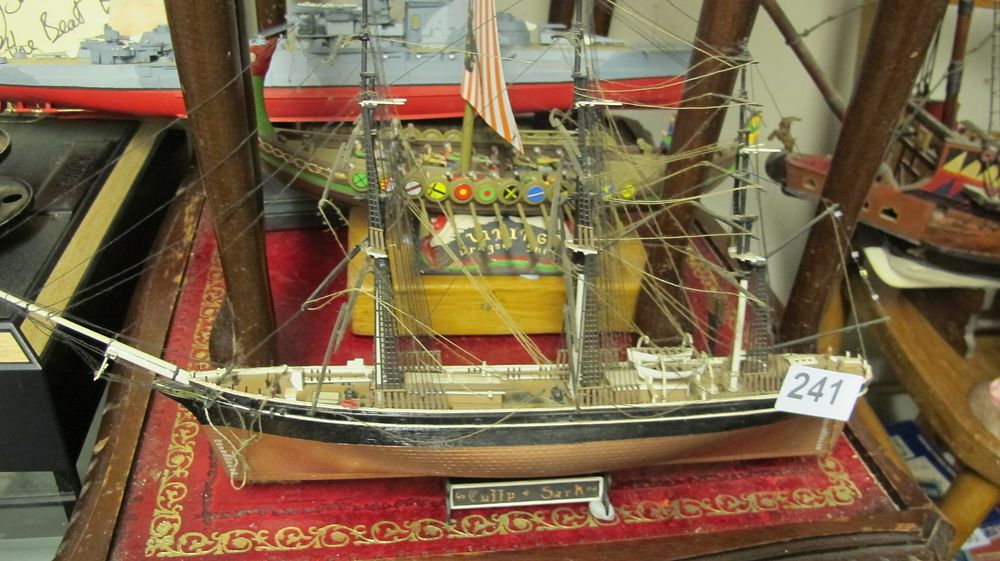 Lot 241: A Trio of Model Ships Including Cutty Sark and Viking Longship