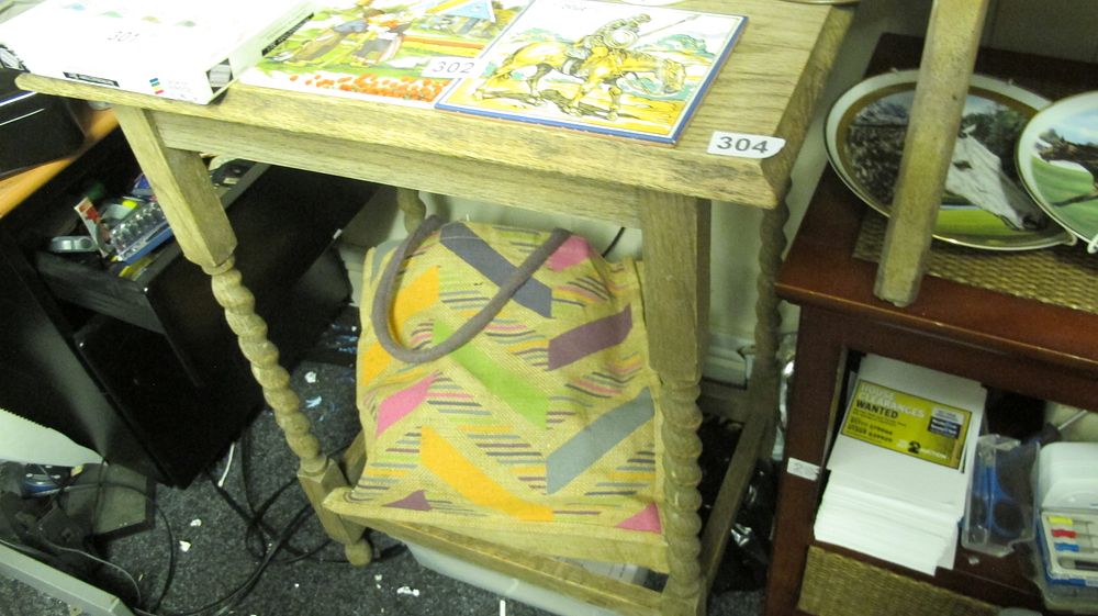 Lot 304: Early 20th Century Oak Barley Twist Side Table