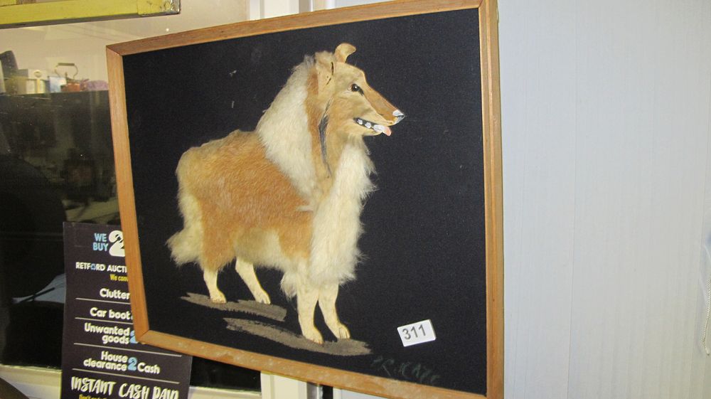 Lot 311: P. R. Kaye, Rough Collie, Mixed Media Fur Collage