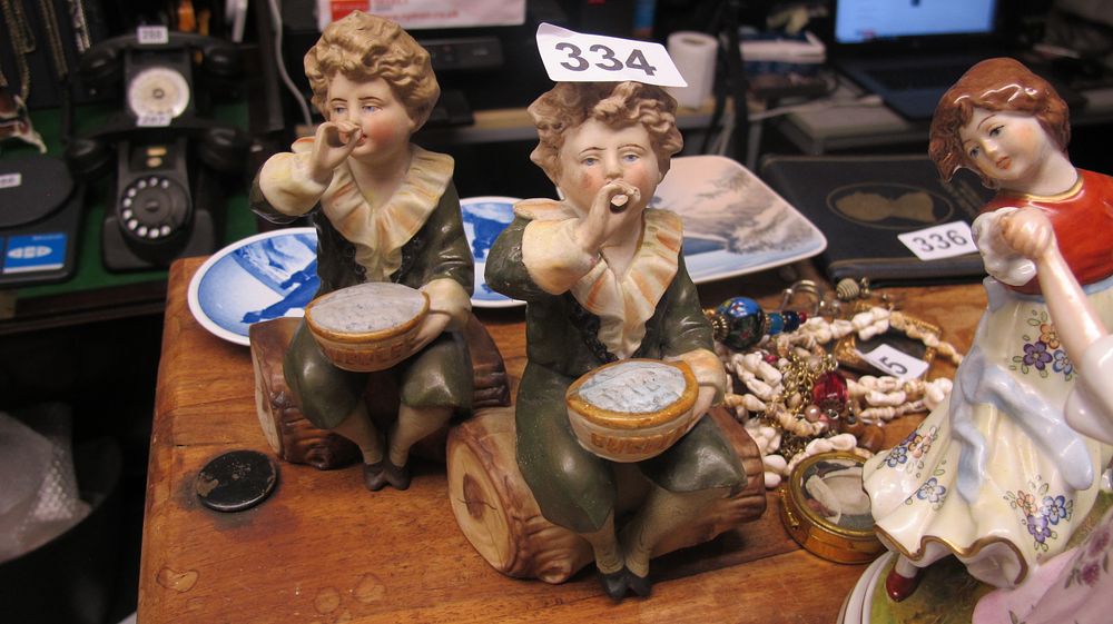 Lot 334: A Pair of Bisque Porcelain Advertising Figurines for Pears Soap
