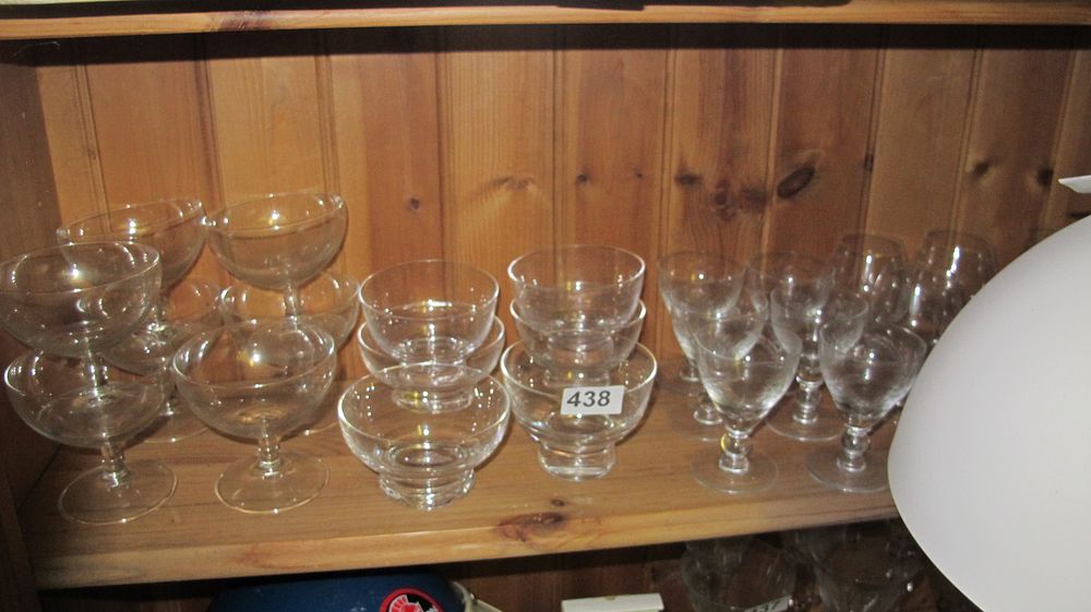 Lot 438: A Collection of Clear Glass Stemware and Dessert Bowls