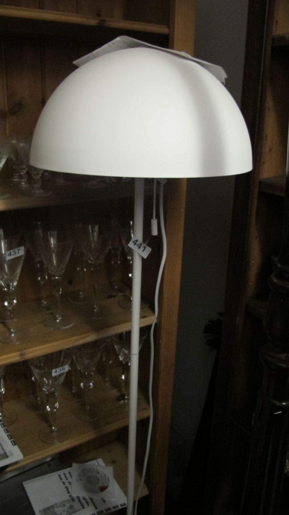 Lot 441: A White Space Age Hemispherical Shade Floor Lamp