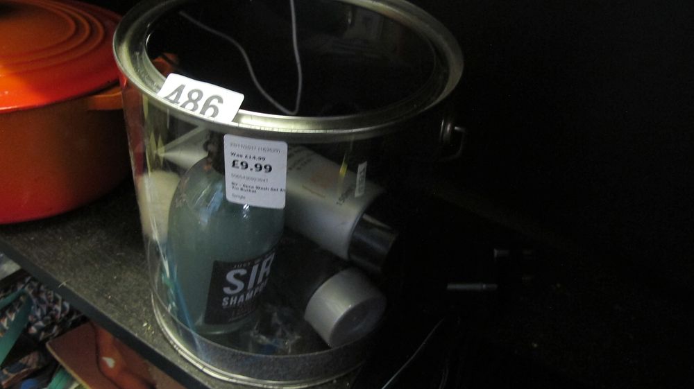 Lot 486: SIR Grooming and Wash Set in Clear Paint Can Container