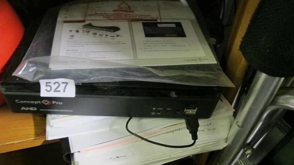Lot 527: Concept Pro AHD CCTV Digital Video Recorder with Quick Start Guide