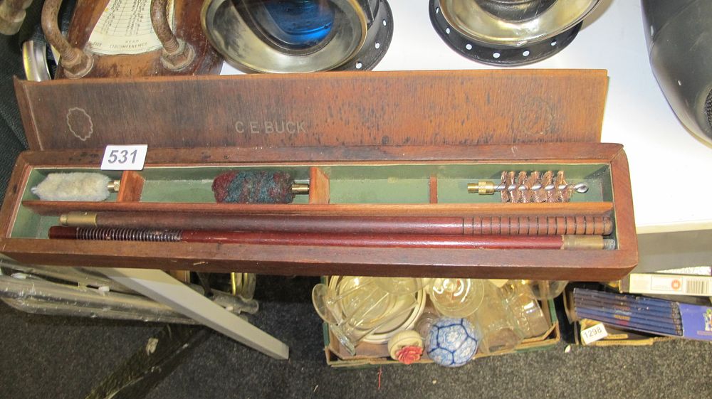 Lot 531: C.E. Buck Two-Piece Wooden Shotgun Cleaning Rod Set in Fitted Case