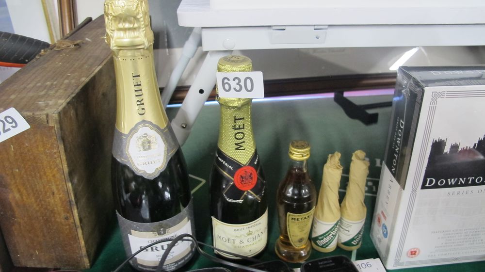 Lot 630: A Group of Champagne and Miniature Spirits Including Moët & Chandon Brut Impérial and Gruet