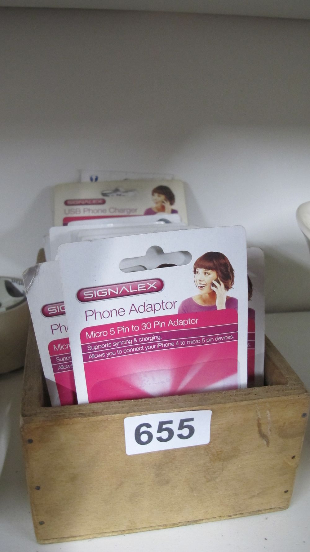 Lot 655: A Collection of Signalex Mobile Phone Accessories in a Wooden Box